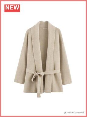 Women's Belted Wrap Knit Cardigan V Neck Fall Sweater Outwear